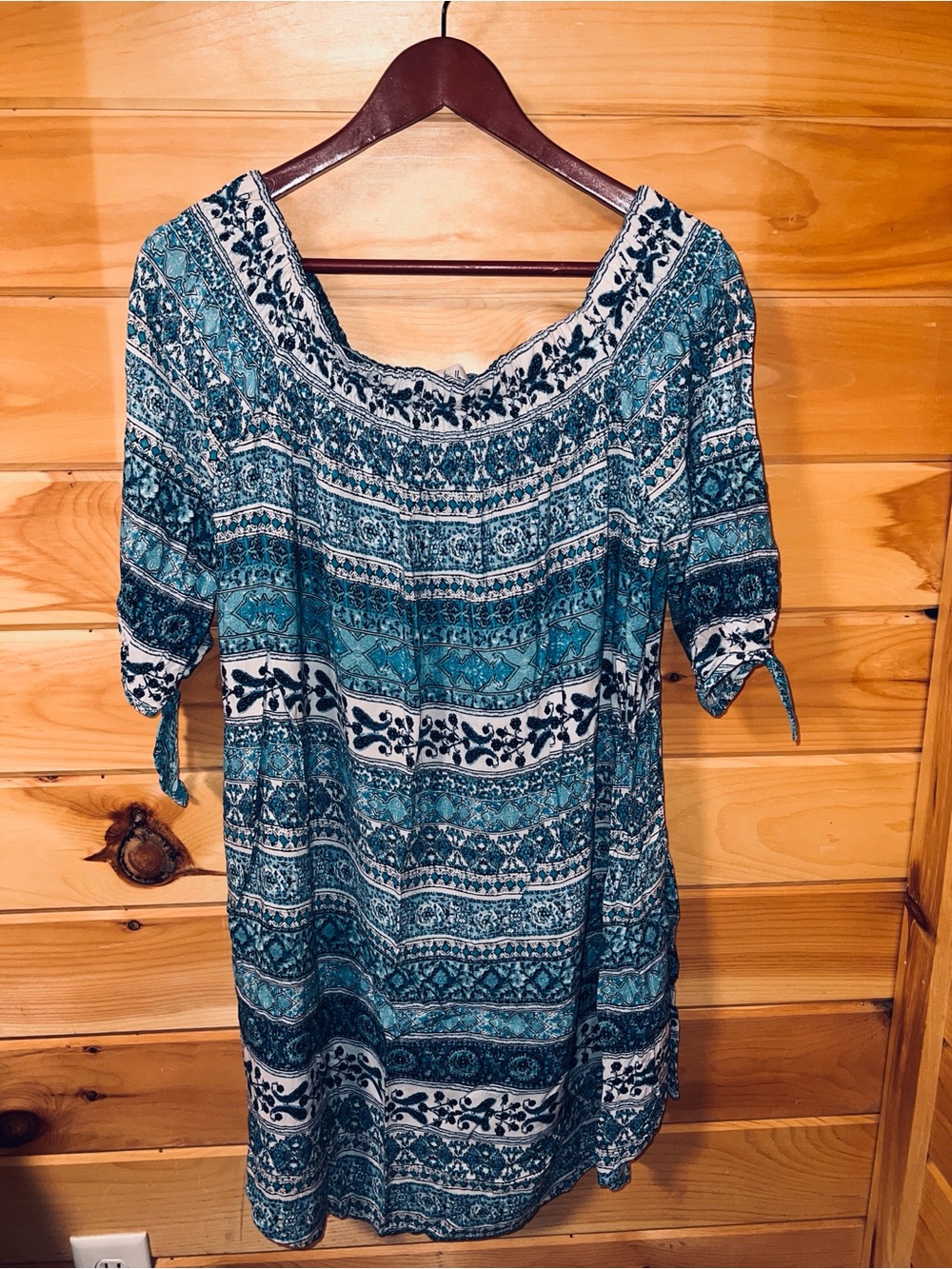 Boho Teal Patterned Women’s Dress